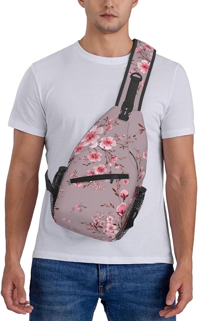 Pink Cherry Blossom Crossbody Sling Bag - Image 6