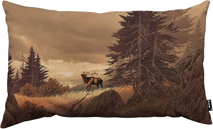 TKS MITLAN Brown Deer Pillow Cover 12x20 inch Elk in The Rocky Mountains Rocks by TKS+MITLAN