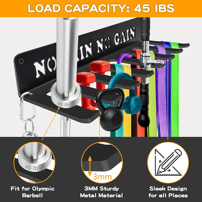 Gym Home Rack 8 Hook Heavy-Duty Wall-mounted Organizer Multi-Purpose Workout - Image 5
