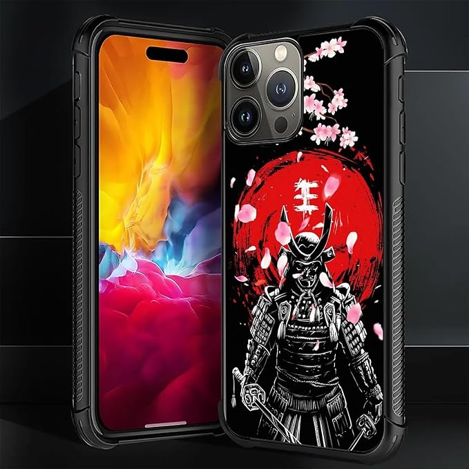 for iPhone 16 Pro Max Case, Sakura Japanese Samurai Pattern Graphic Design Girl - Image 7