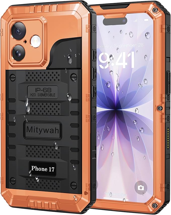 Mitywah Waterproof Case for iPhone 17, Rugged Metal Case by Mitywah