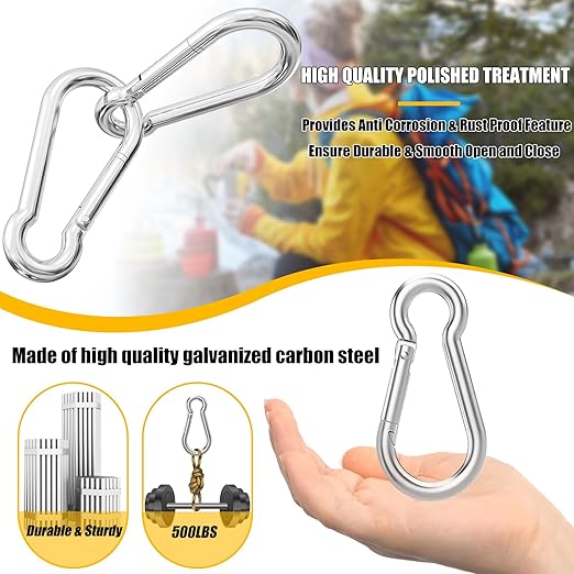 EPHECH 30PCS 3" Heavy Duty Spring Snap Hook, M8 5/16" Galvanized Steel Snap - Image 4