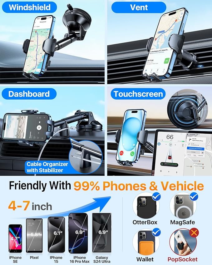 YRU True Upgrade for Safety Car Phone Holder Mount Patent & Military-Grade - Image 6
