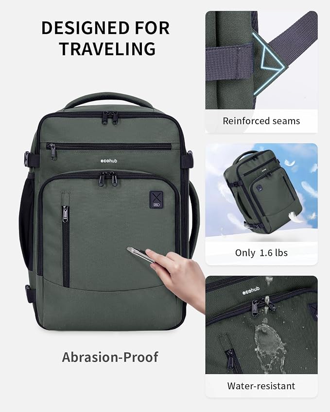 ECOHUB 17" Small Travel Backpack, United Airlines Personal Item Bag 17x10x9 - Image 6