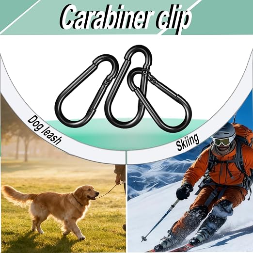 Black Carabiner, Heavy Duty Galvanized Steel Spring Snap Hook Carabiner Clips - Image 7
