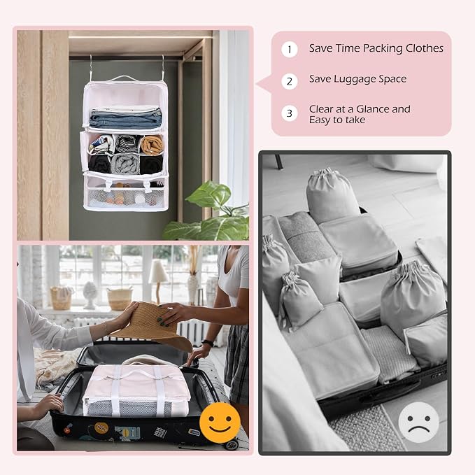 Surblue Hanging Shelves Travel Storage Bag Compression Packing Cube - Image 4