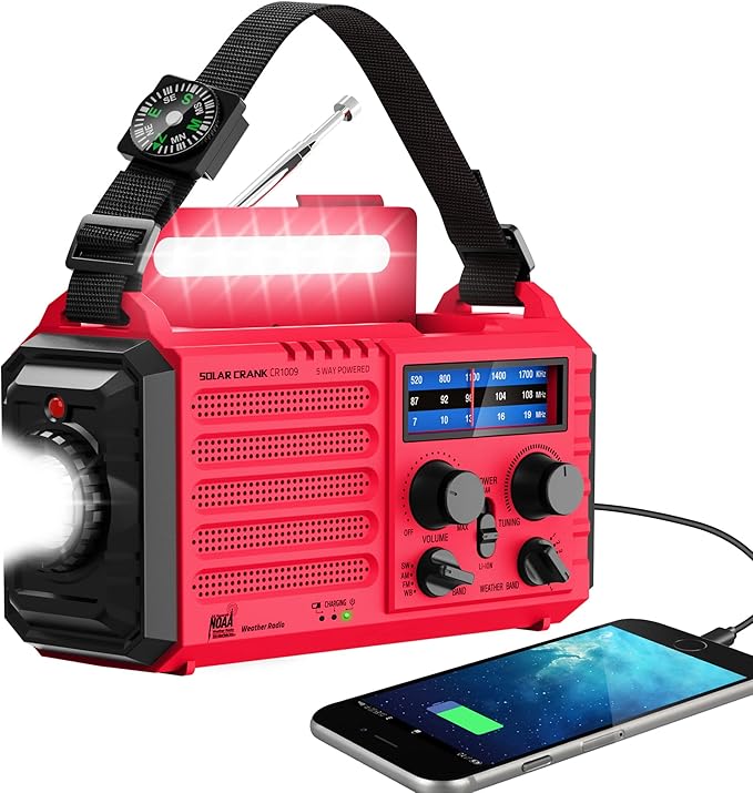Emergency Weather Radio Solar Hand Crank Battery Operated Portable AM FM by Eoxsmile