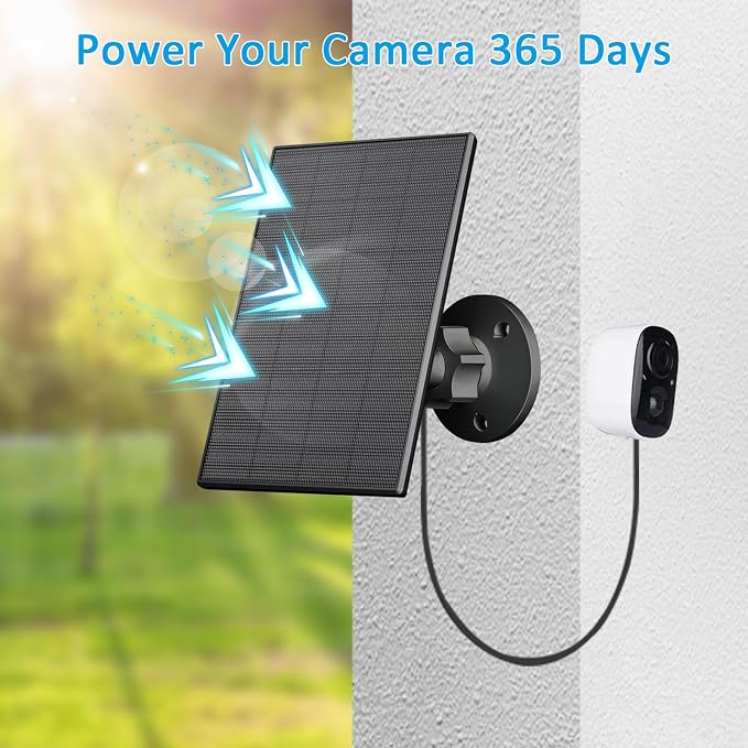 2W Solar Panel for Security Camera Outdoor, USB/USB-C Charger - Image 3