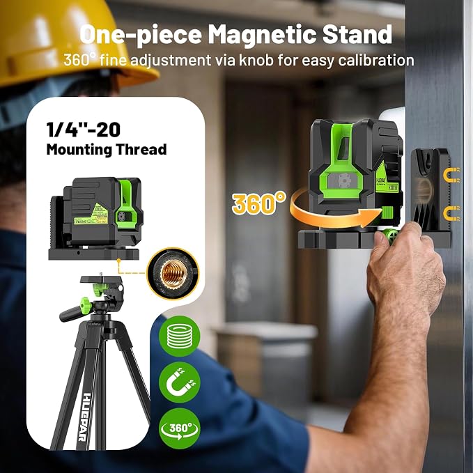 Huepar Laser Level with 60in Tripod, 1/13 High Accuracy Self Leveling Green - Image 5