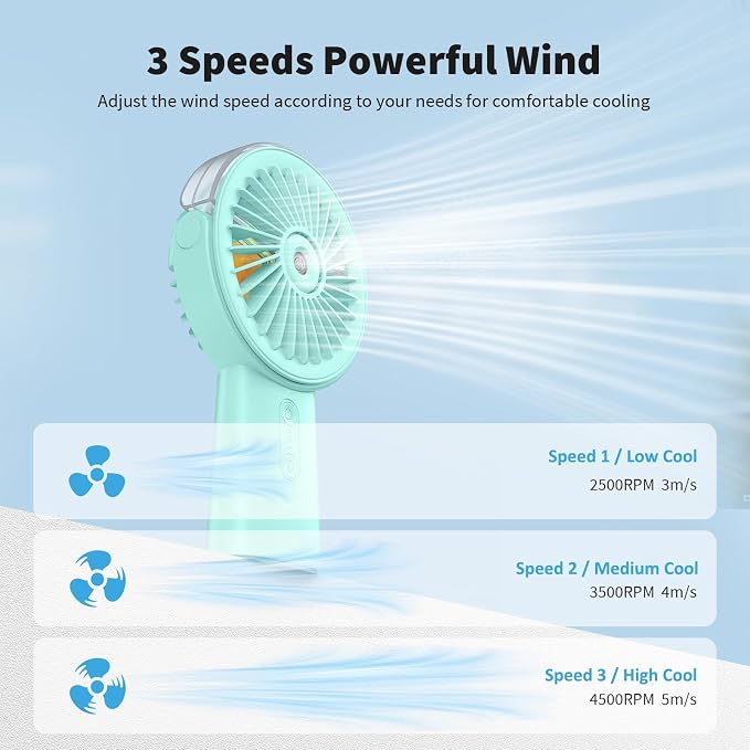 Otlonpe Handheld Misting Fan Portable, Small Personal Hand Held Rechargeable - Image 8