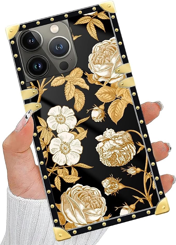 Compatible with iPhone 14 Pro Max Case, Blooming Rose Golden Flower Luxury - Image 5