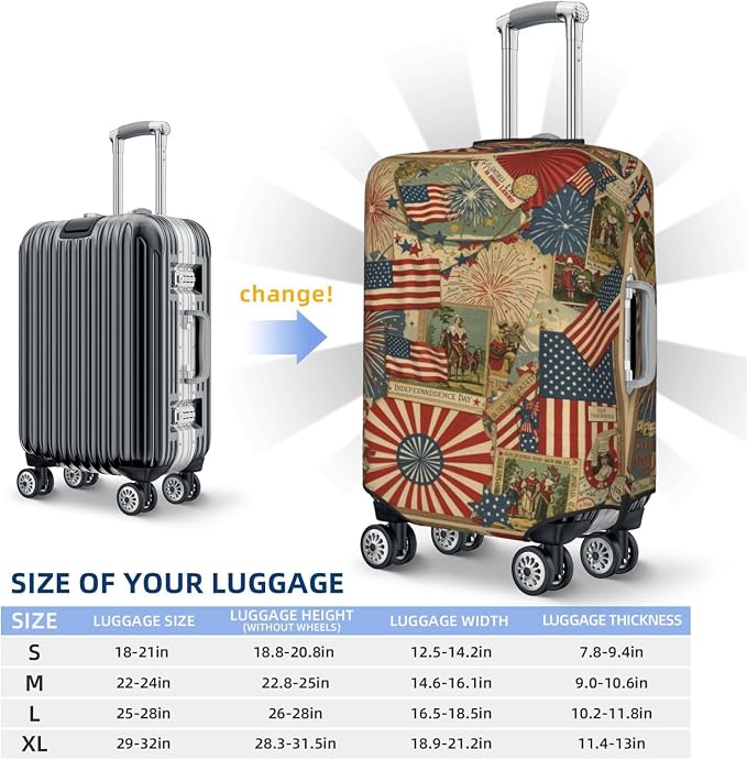 Patriotic 4th of July Luggage Cover, American Flag Fireworks Elastic Suitcase - Image 6