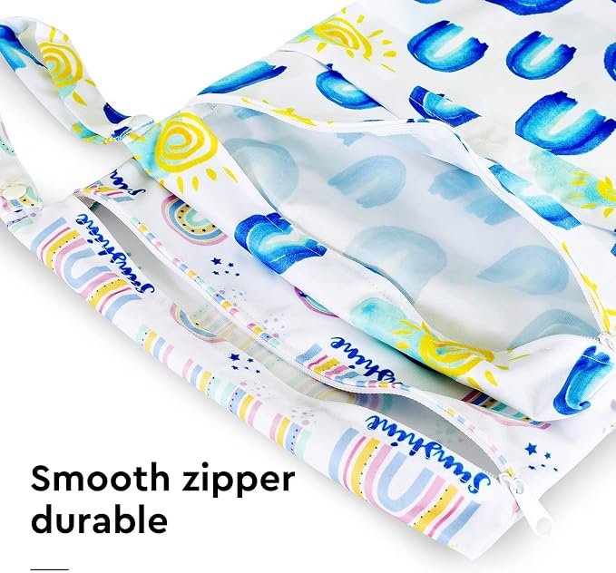 2pcs Waterproof Wet Bags with Two Zippered Pockets, Reusable - Image 3