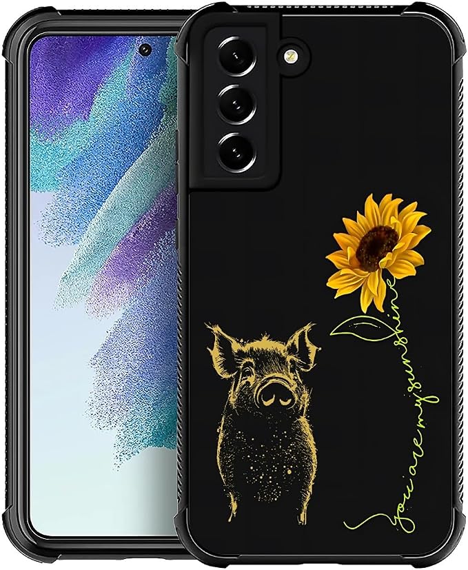 for Samsung Galaxy S22 Plus Case, Pig Sunflower Yellow Sunshine Pattern Graphic by FKBRCL4U