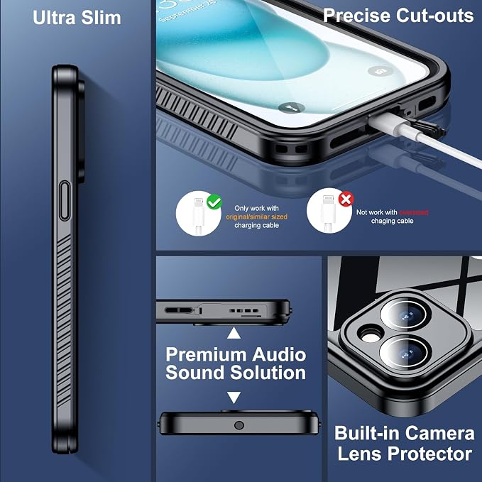 SPIDERCASE for iPhone 15 Case Waterproof, Built-in Lens & Screen Protector - Image 6