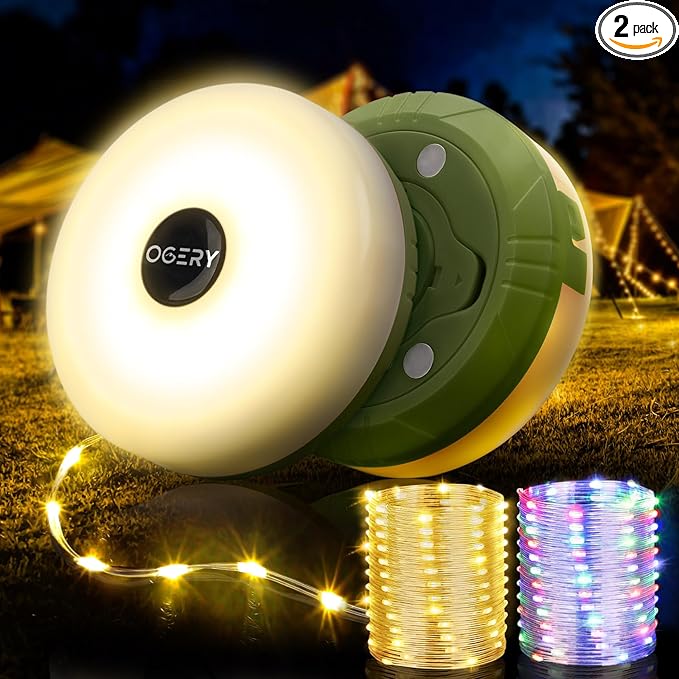 OGERY 2-Pack Camping String Lights, 32.8FT Rechargeable Christmas String Lights by OGERY