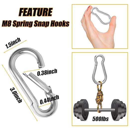 100PCS 3" Heavy Duty Spring Snap Hook, M8 5/16" Galvanized Steel Snap Hook - Image 2