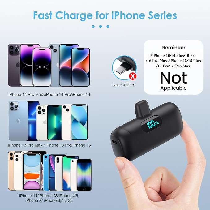 Mini Portable Charger for iPhone 14/13 Series, Upgraded 5000mAh PD Fast - Image 2