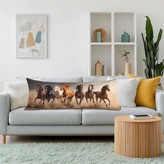 20x54 Body Pillow Cover Horse Zipper Body Pillowcase Western Stallion Horses - Image 2