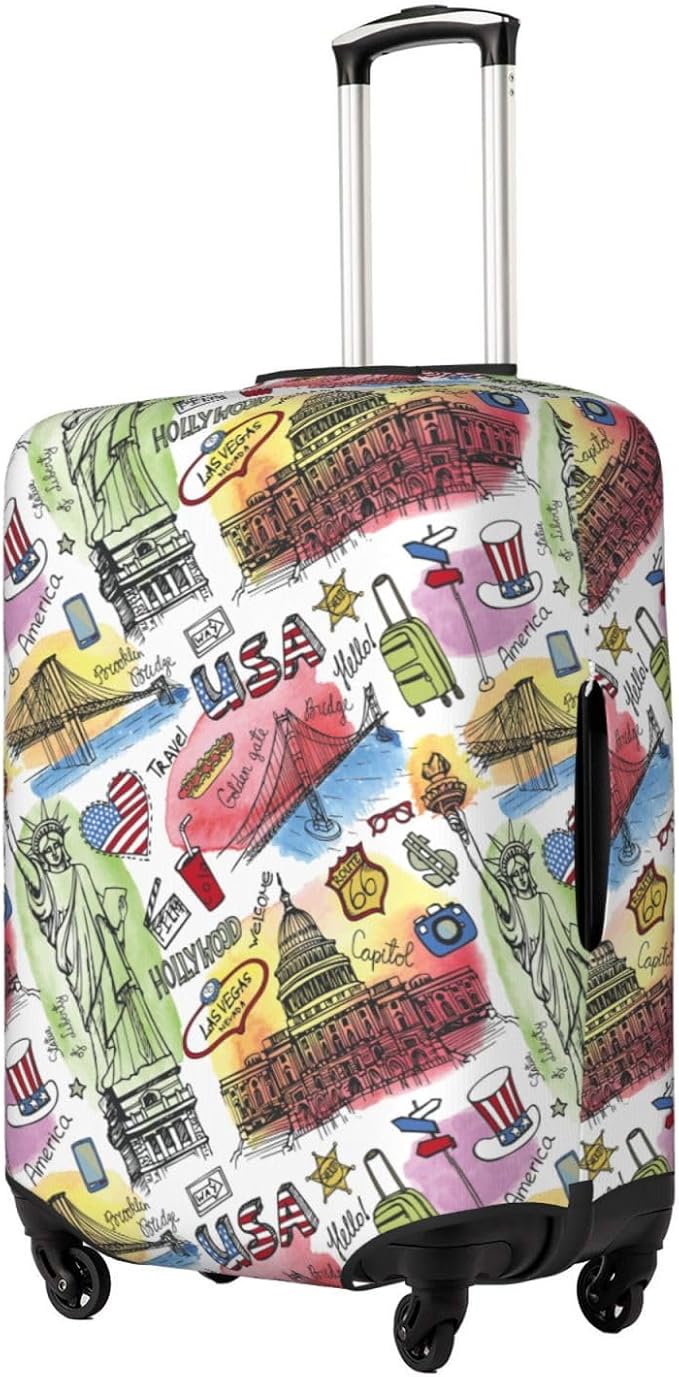 USA Landmarks Print Elastic Luggage Cover, Suitcase Protector - Image 2