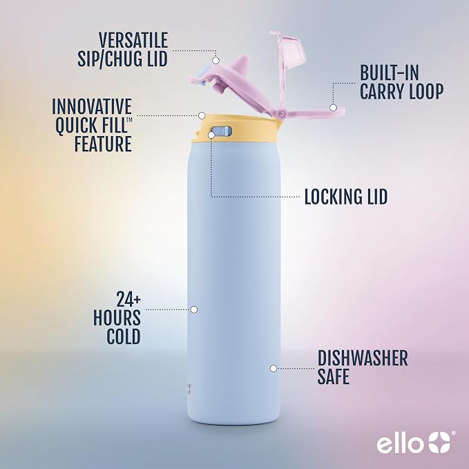 Ello Pop & Fill 22oz Stainless Steel Water Bottle - Image 3