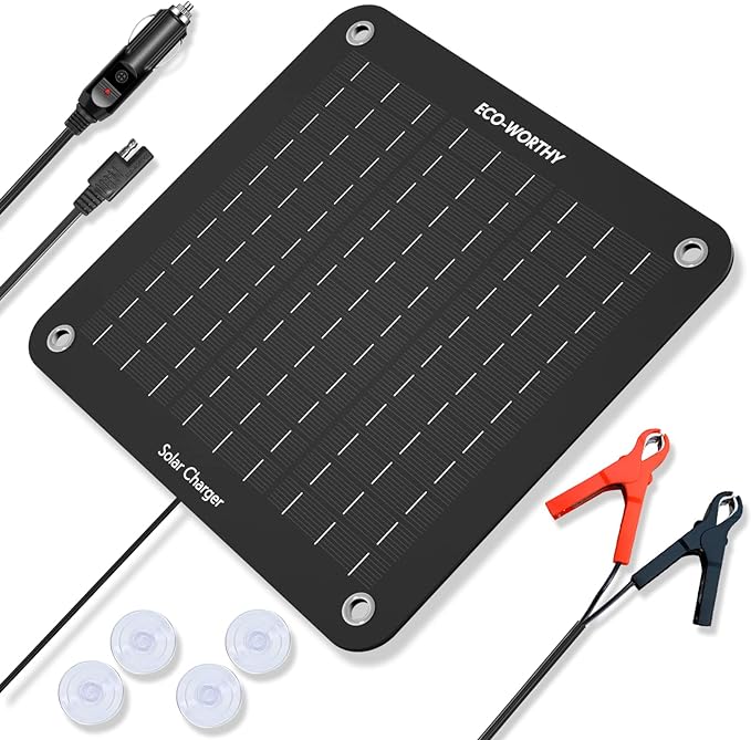 ECO-WORTHY 10W Solar Car Battery Charger Maintainer 12V Waterproof Portable by ECO-WORTHY