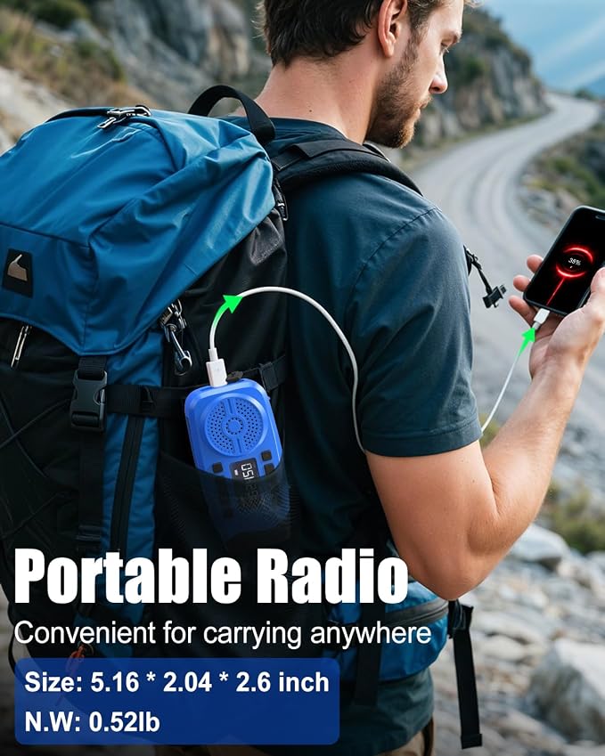 Runningsnail Emergency Weather Radio, 7400mWh Hand Crank Emergency Radio - Image 7