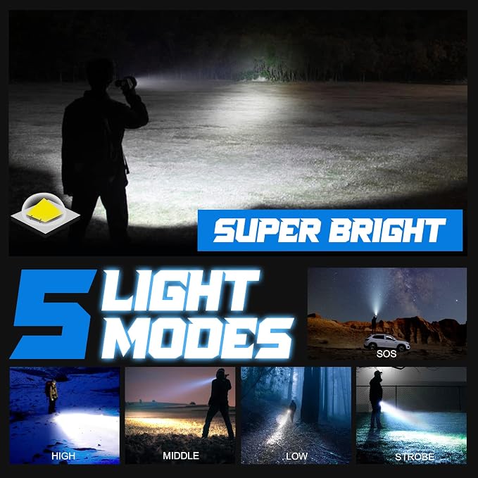 PHIXTON Rechargeable Flashlights High Lumens, USB C Chargeable LED Flashlight - Image 4