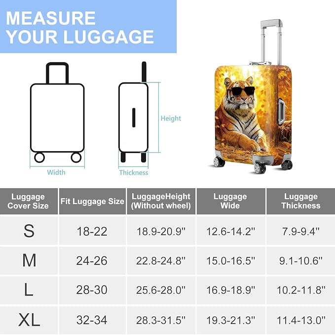 ANNA QUEEN Funny Cool Tiger Travel Luggage Cover -Stretchable Airplane Suitcase - Image 7