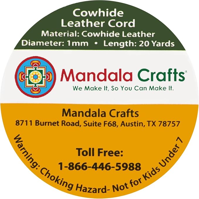 Mandala Crafts Round Cowhide Genuine Brown Leather Cord - Image 4