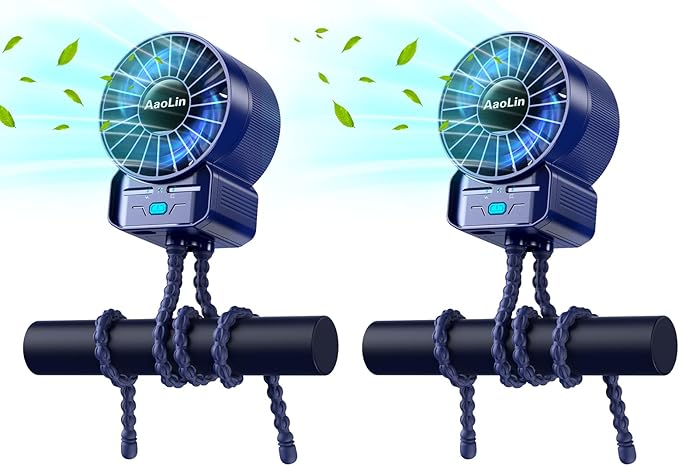 2 Pack Multifunctional Portable Stroller Fan 4 Speed 6600rpm High Speed Usb by AaoLin