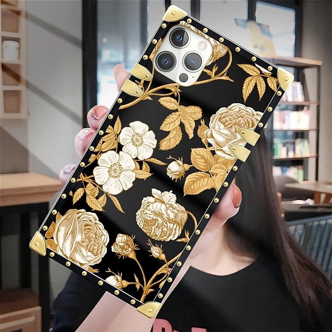 Compatible with iPhone 12 Pro Max Case, Blooming Rose Golden Flower Luxury - Image 7