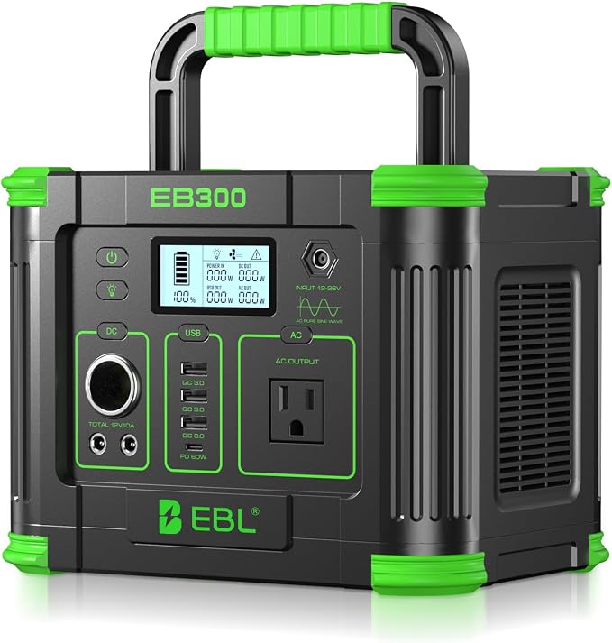 EBL Portable Power Station, 330W 288.6Wh Solar Generator 60W USB-C PD, 5W by EBL