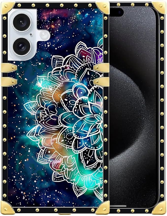 Compatible with iPhone 16 Plus Case, Starry Sky Colourful Mandala Luxury Golden by Unknown