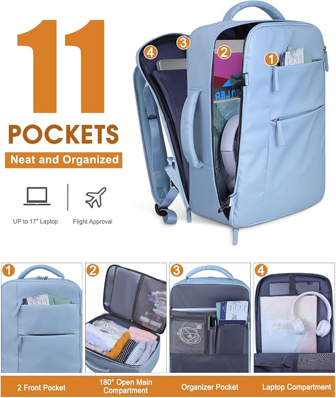 Capolo Travel Backpack for Women Men Waterproof Laptop Backpack Airlines - Image 3