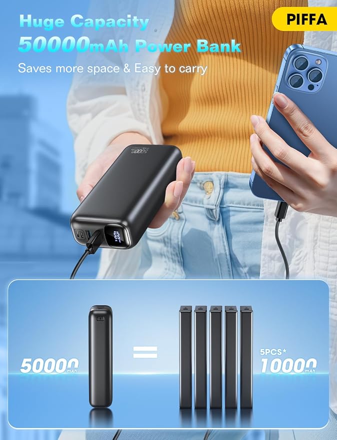 PIFFA Portable Charger Power Bank - 50000mAh Battery Pack - Image 3