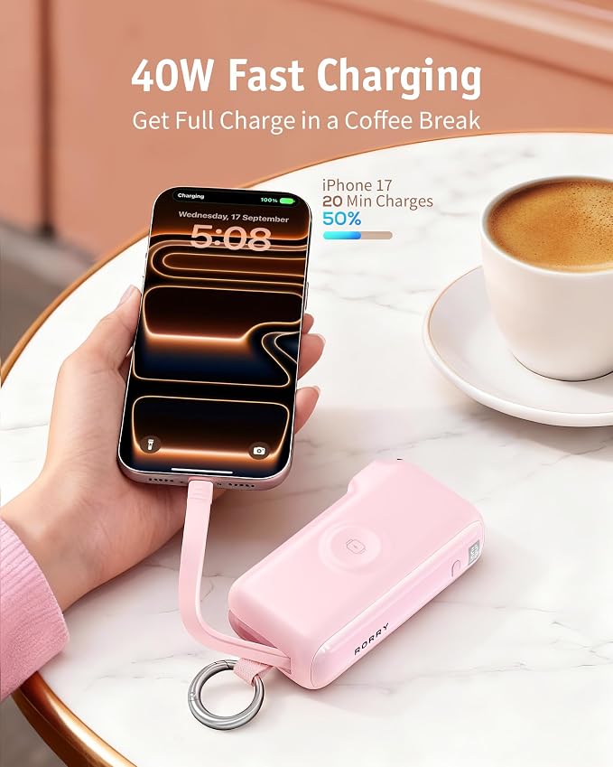 RORRY Flow Portable Charger, 10000mAh 40W Fast Charging Power Bank - Image 4