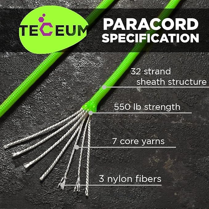 TECEUM 5/32" Paracord Rope 1000 – 1000ft / 200ft / 100ft / 50ft – Tactical - Image 2