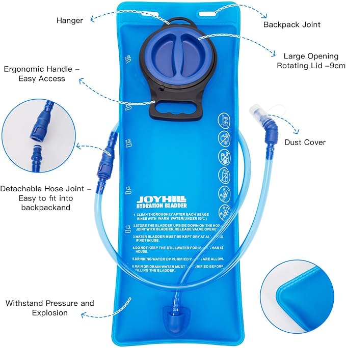 JOYHILL TPU Hydration Bladder, 1.5L 2L 3L Water Bladder - Image 2