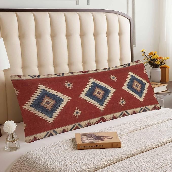 Decorative Body Pillow Covers 20x54inch Ethnic Red, Southwest Native American - Image 3