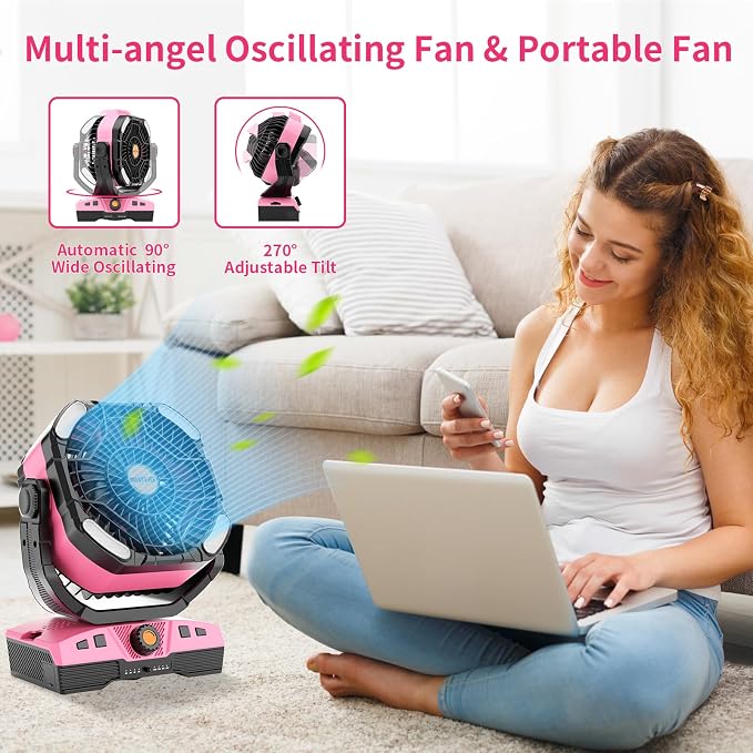 WESTTREE Camping Fan Oscillating Portable Fan 20000mAh Battery Powered Fans - Image 4