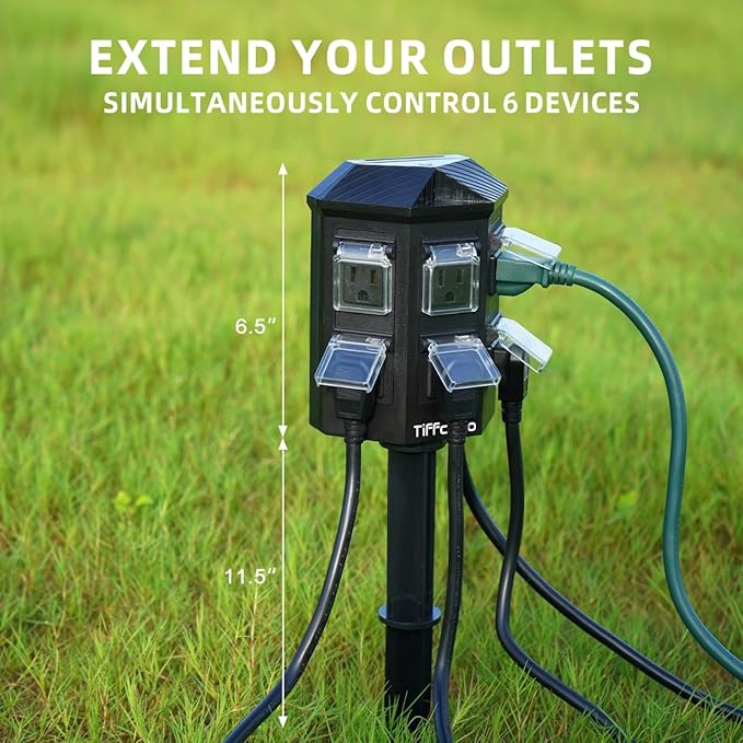 Outdoor Power Strip with 90FT Extension Cord, 100FT Remote Control, Dusk to - Image 7