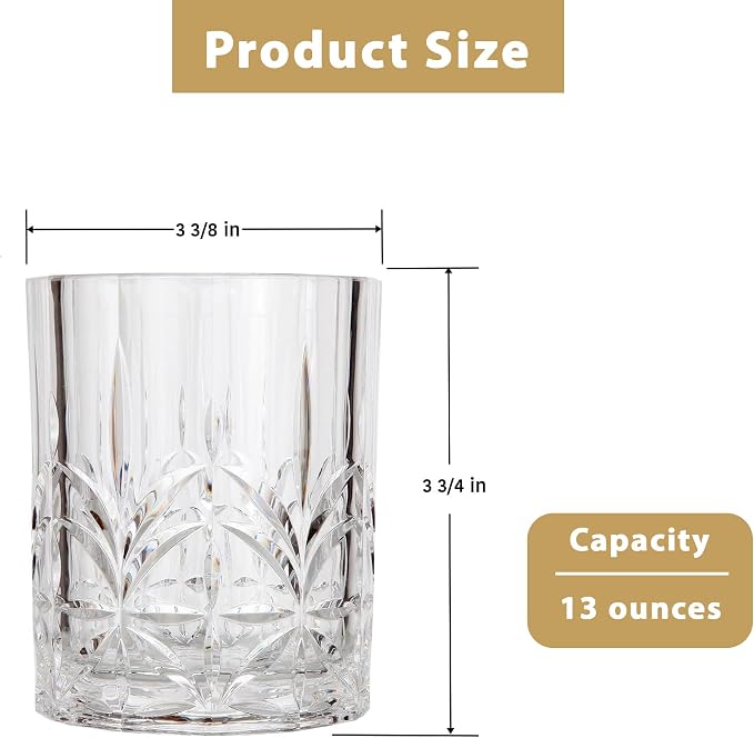 Lily's Home Unbreakable Acrylic Double Old Fashioned Whiskey Tumblers, Drinking - Image 3
