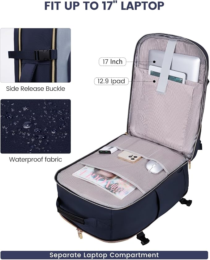LOVEVOOK 56L Travel Backpack for Women & Men, Airline Approved Carry On Luggage - Image 9