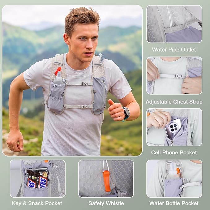 KUYOU Running Vest for Women & Men, Lightweight Hydration Backpack - Image 3