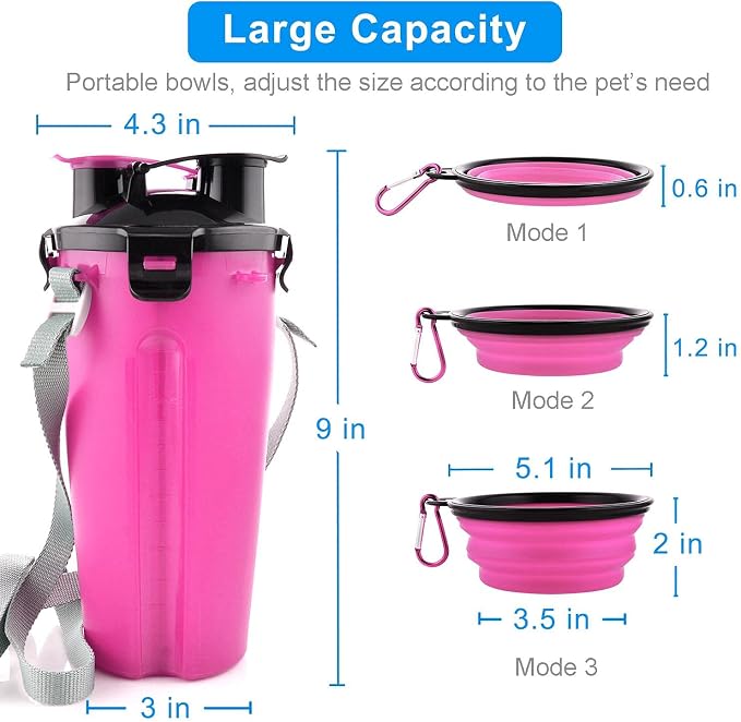 Guardians Dog Travel Water Bottle Collapsible Bowls, 2 in 1 Pet Food Container - Image 6
