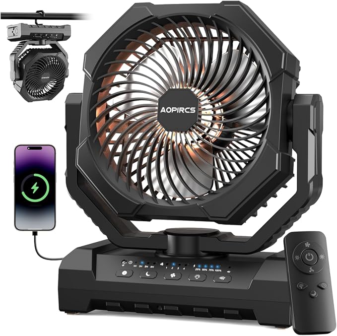 Camping Fan Rechargeable, 60H Long-Lasting Battery Powered Fan by Unknown
