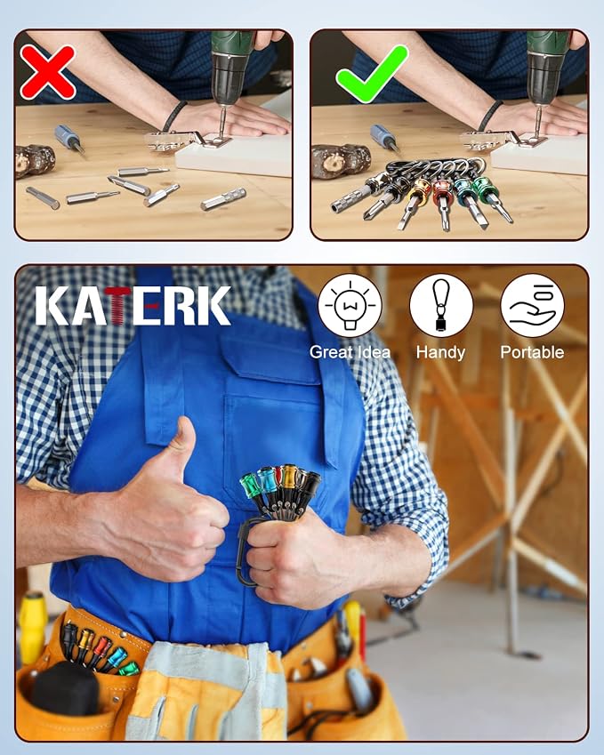 katerk 6pcs 1/4 inch Hex Shank Aluminum Alloy Screwdriver Bits Holder 4 Sets - Image 4