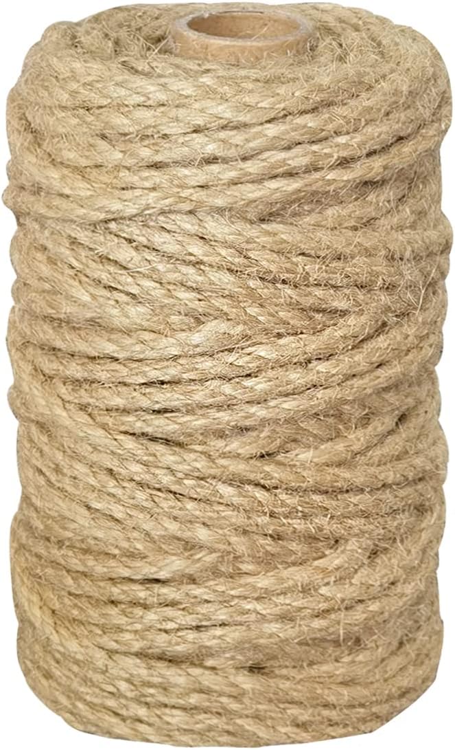 PerkHomy 5mm Jute Rope 105 Feet Twisted Heavy Duty and Thick Twine Rope by PerkHomy
