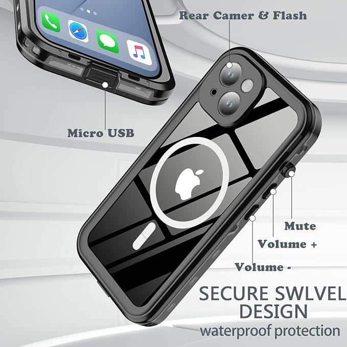 for iPhone 14 Plus Case Waterproof, Full-Body Hard Case Built-in - Image 6